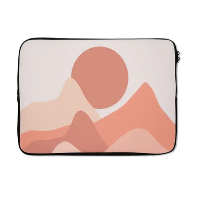 Produktbild von MuchoWow® Laptop Hülle 13 Zoll Illustration eines abstrakten Sonnenuntergangs in den Bergen Laptoptasche - Laptophülle - Sleeve - Rundumschutz