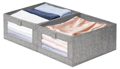 Produktbild von Set mit 2 robusten Aufbewahrungsboxen aus Stoff (40 x 27 x 17 cm) – für Kleiderschrank, Garderobe, Spielzeug- oder Küchenaufbewahrung – faltbar