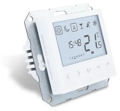 Produktbild von Salus Digitales Raumthermostat, Design-kompatibel, 55x55mm, RAL 9010, 1 Stk.