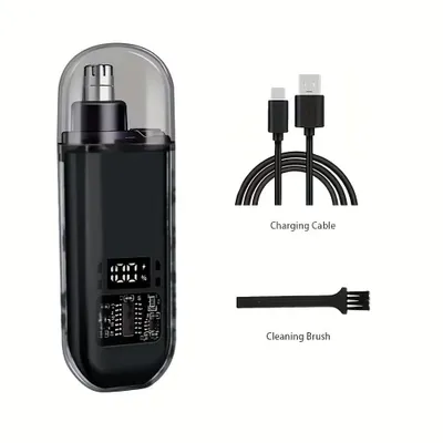 Produktbild von Nasenhaartrimmer tragbar, wiederaufladbar, für Nase und Ohren, USB-C – Schwarz