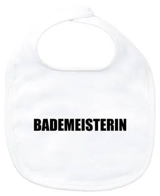 Produktbild von Huuraa Baby Lätzchen Bademeisterin Schriftzug White Klettverschluss  Baumwolle Latz Geschenkidee