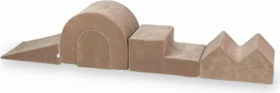 Image de Aire de jeu en mousse douce veloutée beige foncé 5 pièces
