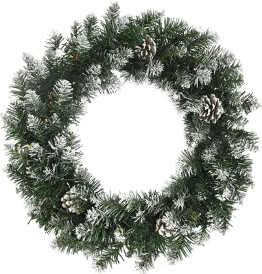 Produktbild von vidaXL Weihnachtskranz mit LED-Leuchten Grün 60 cm PVC