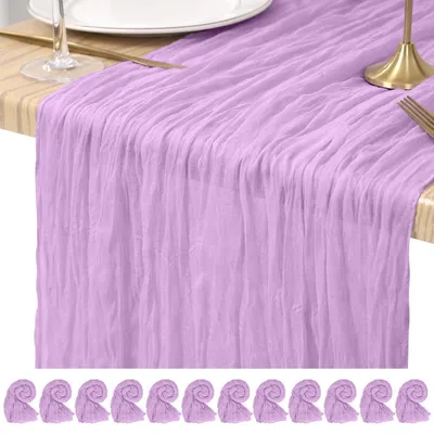 Produktbild von 12 Stück Cheesecloth Tischläufer - Helllila Boho Tischdekoration für besondere Anlässe