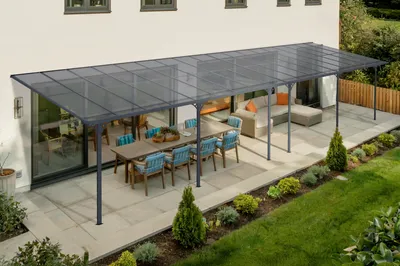 Produktbild von Angebaute Pergola/Carport 33m² KLEO 1100L300 Aluminium Grau