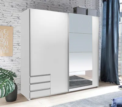 Produktbild von Schwebetürenschrank Emden Kleiderschrank weiß Spiegel