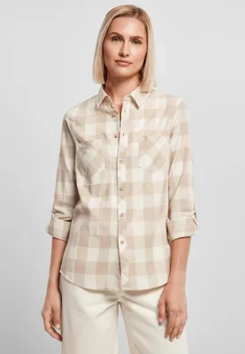 Immagine prodotto di Dámská košile Urban Classics Ladies Turnup Checked Flanell Shirt whitesand/lighttaupe - L
