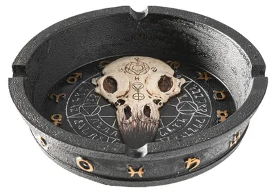 Produktbild von Fantasy Aschenbecher mit Rabenschädel & Mystischen Zeichen