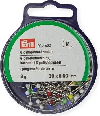 Obrázek produktu pro Špendlíky se skleněnou hlavičkou, 0,60 x 30 mm, vícebarevné, 9 g