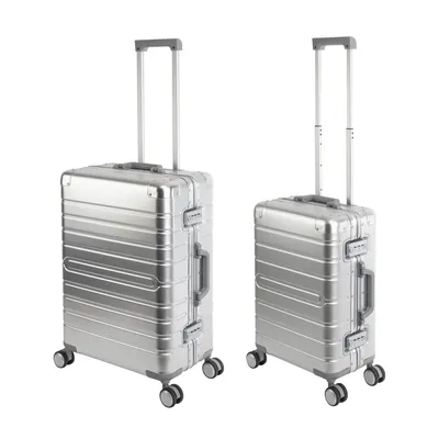 Produktbild von Travelhouse Oslo - 2er Reisekoffer Set S+M - Aluminium Hartschale Silber