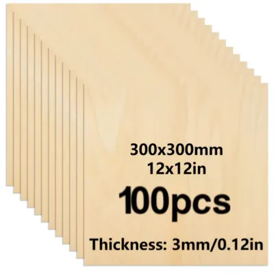Obrázok produktu pre Dosky z brezového dreva (preglejka) – 100 kusov – 300 x 300 mm – 3 mm – gravírovanie laserom – rezanie laserom – maľovanie