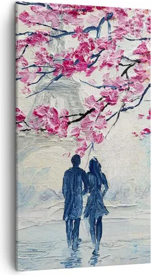 Produktbild von Bild auf Leinwand - Leinwandbild - Einteilig - Paar Paris Baum - 45x80cm - Wand Bild - Wanddeko - Wandbilder - Leinwanddruck - Bilder - Wanddekoration - Leinwand bilder - Wandbild - PA45x80-4211