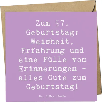 Produktbild von Mr. & Mrs. Panda Deluxe Karte Spruch 97. Geburtstag - Lavendeltraum - Geschenk, anlasskarte, Feiern, faltkarte, Glückwunschkarte, Geburtstagsgeschenk, Happy Birthday