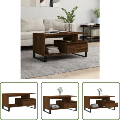 Produktbild von The Living Store Couchtisch Braun Eichen-Optik 90x49x45 cm Holzwerkstoff