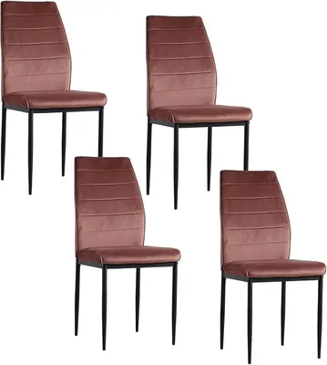 Imagen del producto de Silecomplaza, juego de 4 sillas Madison, tapizadas en terciopelo, color marrón, ideales para el comedor