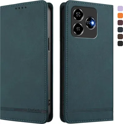 Produktbild von Hülle für ZTE Axon 60, Retro Kunstleder Ständer Klapphülle mit Kartenfächer und Magnetische Grün