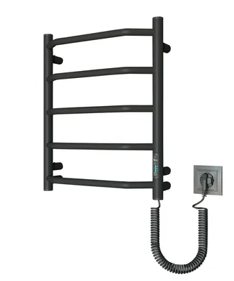 Zdjęcie produktu dla Grzejnik łazienkowy elektryczny MINI KOMPAKTOWY 93 W 500 x 420 mm energooszczędny czarny mat / SUSZARKA NA RĘCZNIK DO ŁAZIENKI mały