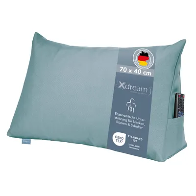 Produktbild von Rückenkissen | Lesekissen für Bett und Sofa | türkis | 70 x 40 x 20cm | Stabiles Bettsitzkissen | XDREAM
