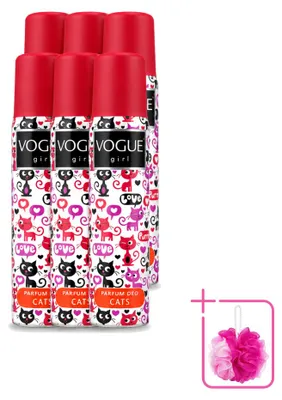 Productafbeelding van 6 x Vogue Girl Cats Deodorant - Witte chocolade en jasmijn - 100 ml - Voordeelpakket - 6 stuks