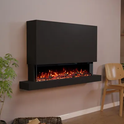 Produktbild von Glow Fire Elektrokamin 'Clear Wall XL 42' | Multicolor LED Wandkamin mit Heizung in weiss (1800W) | HxBxT: 85x137x21 cm