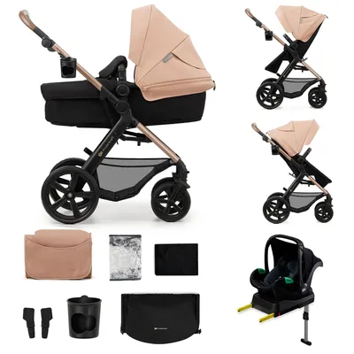 Produktbild von Kinderkraft MOOV 2 - 4-in-1 Kinderwagen - Mit Babywanne, Buggy und MINK PRO i-Size Kindersitz - Große pannensichere Räder - UPF50+ - Bis 27 kg - Beige