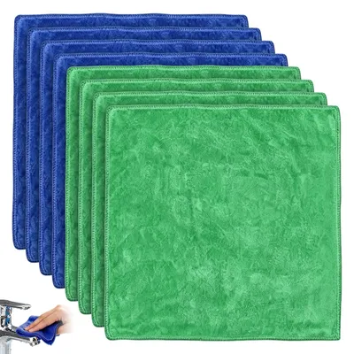 Fusselfreie Reinigungstücher, 8 Stück, 30x30 cm, Mikrofaser, grün/blau