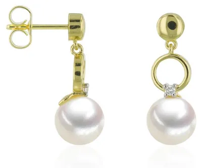 Produktbild von Luna-Pearls - 312.1694 - Oorbellen - Dames - 585 Geelgoud - Zoetwatercultuurparel en Brillanten