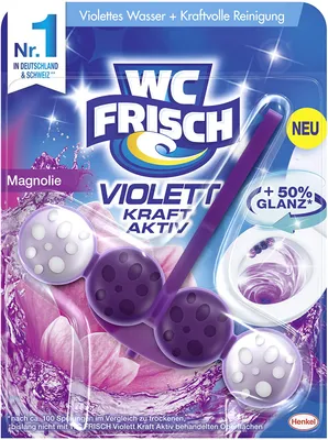 Zdjęcie produktu dla WC FRISCH Power Active Violet Spłuczka do WC Magnolia i kolorowa spłuczka 1 szt
