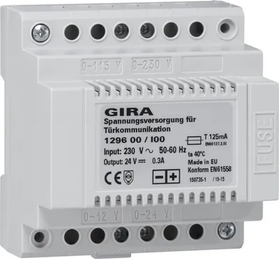 Image de GIRA 1296 00 Versorgungsnetztransformator Grau (129600)