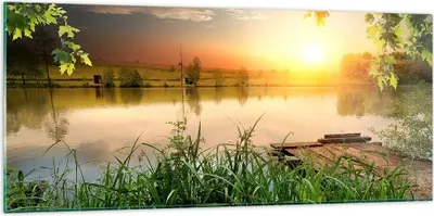 Produktbild von Bilder auf glas - Brücke See - 120x50cm - Glasbilder - Wandbilder - Bilder - Kunstdruck - zum Aufhängen bereit - Wanddekoration aus Glas - Glas Bilder - Wandbild auf Glas - Einteilig - GAB120x50-3914