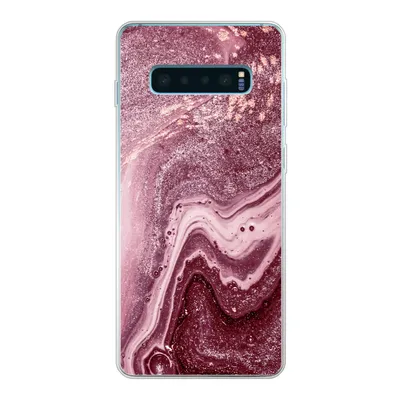 Produktbild von MuchoWow® Handyhülle Schutzhülle Hülle für Samsung Galaxy S10 Plus Naturstein - Rosa - Glitter Silikon Softcase Handy Hülle - Schutzhülle