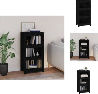Produktbild von vidaXL Bücherregal Schwarz 50x35x97 cm Massivholz Kiefer -  Bücherregale & Bücherschränke