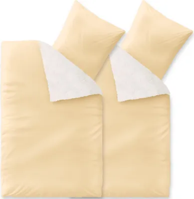 Immagine prodotto di Set da 4 pezzi / Biancheria da letto Fantasia 155x220, beige sabbia, poliestere Lambskin, tinta unita