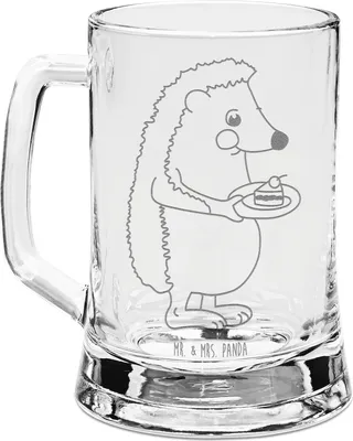 Produktbild von Mr. & Mrs. Panda Krug Igel Kuchenstück - Transparent - Geschenk, Glaskrug, Kuchen Backen, Geburtstagskuchen, Lustige Sprüche, Bierkrug Glas, Humpen, Torte, Seidel