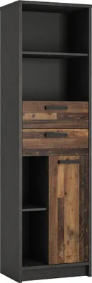 Produktbild von Regal Jugendzimmer NELSON-129 offener Schrank in grau mit Holz Nb., B/H/T ca. 55,8/196/42 cm
