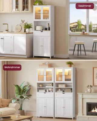 Produktbild von VASAGLE Badezimmerschrank mit LED-Beleuchtung, Badschrank, Aufbewahrungsschrank mit verstellbaren Ablagen, Schublade, offenen Fächern