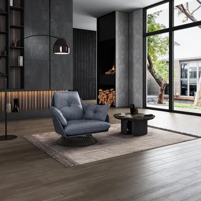 Obrázek produktu pro Křeslo Design Grey Metal Relax Club Lounge Jednomístné čalounění Fabric Leather New