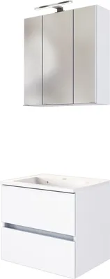 Produktbild von Waschtisch-Set Gästebad Waschplatz Badmöbel Handwaschplatz Badset "Baabe I" Weiß/Weiß-Matt