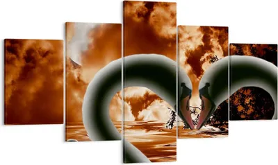 Produktbild von Bild auf Leinwand - Leinwandbild - Schwäne Nacht Liebe - 125x70cm - Wand Bild - Wanddeko - Leinwanddruck - Bilder - Kunstdruck - Wanddekoration - Leinwand bilder - Wandkunst - EA125x70-0293