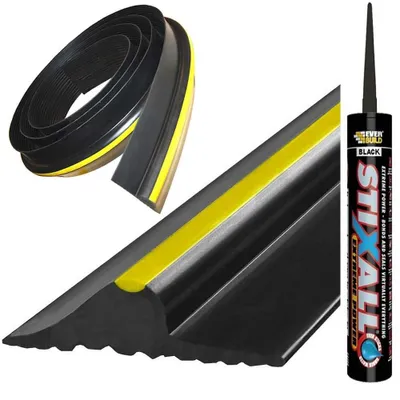 Image de Joint d'étanchéité pour porte de garage - Caoutchouc - Noir - 3,6 mètres