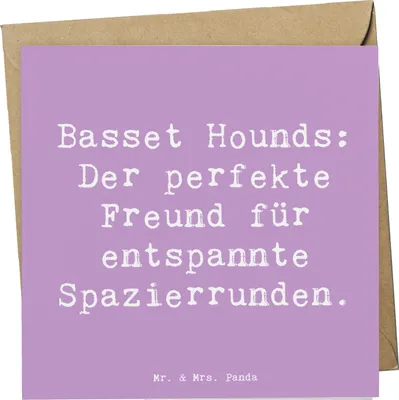 Produktbild von Mr. & Mrs. Panda Glückwunschkarte Spruch Basset Hound Freund - Lavendeltraum - Geschenk, Familienhund, Grußkarte, anlasskarte, Familie, Hunderasse, Hunderassen Pflege