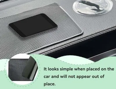 Image de Tapis antidérapant pour tableau de bord de voiture, en silicone noir