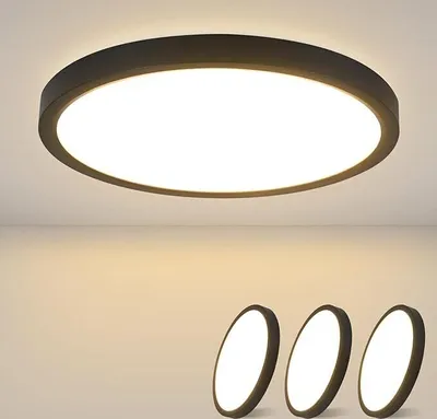 Immagine prodotto di ZMH Lampada da soffitto a LED nera Set da 3 Lampada da soffitto piatta 8W 3000K Bianco caldo 17cm Piccola illuminazione da soffitto per  cucina e corridoio