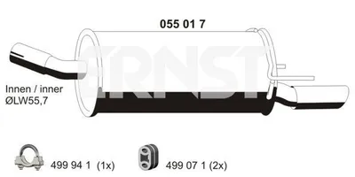 Produktbild von ERNST 055017 Endschalldämpfer für OPEL Astra H Schrägheck (A04) Auspuff