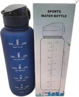 Produktbild von Grsta Trinkflasche - Trinkflasche 1.5L - Trinkflasche Sport BPA Frei, Trinkflasche mit Strohhalm, Trinkflasche Kohlensäure Geeignet, Wasserflasche für Fitness, Gym, Fahrrad, Camping und Schule