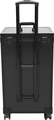 Produktbild von Schminkkoffer mit Rollen - Professioneller Trolley - Aluminiumlegierung - 6 drehbare Räder - Schloss mit 4 Schlüsseln - Volumen 36–55 L - Schwarz
