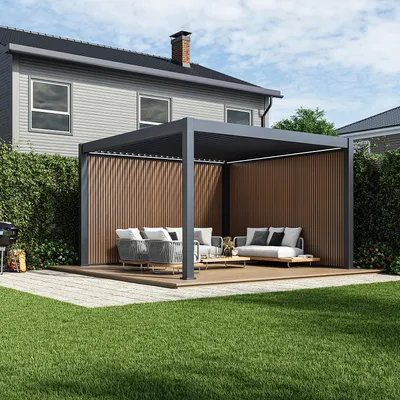 Produktbild von Weide WPC Sichtschutzwand Holzoptik Teak für Pergola