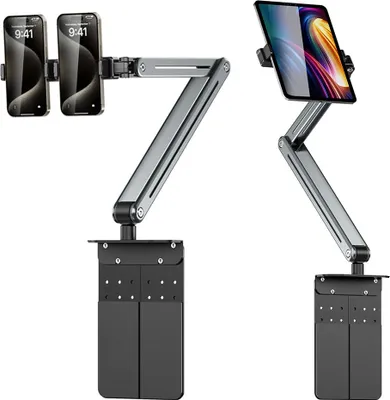 Obrázok produktu pre Držiak na tablet pre posteľ a stôl, nastaviteľný držiak pre zariadenia s uhlopriečkou 4,7–12,9 palca, flexibilná svorka, stabilný stojan na tablet a smartfón