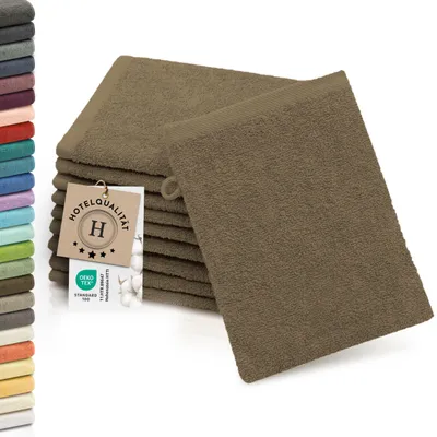 Produktbild von 10er Set Waschlappen aus Baumwolle, 16x21 cm, braun
