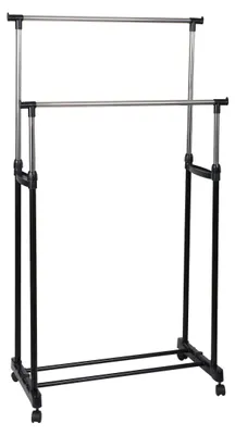 Produktbild von Urban Living Kleiderstander - Doppelstange - Kunststoff/Metall - schwarz - 80x42x170cm - Rollen